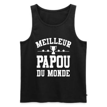 Cadeau Papou Meilleur Papou du Monde - Débardeur bio Premium Homme - noir - Devant - Michal (187cm)