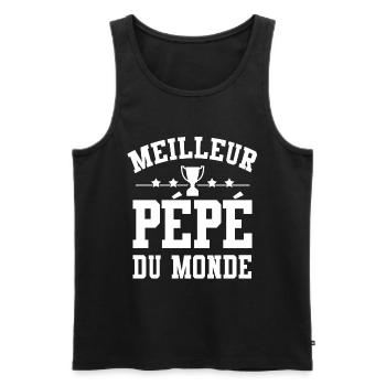 Cadeau Pépé Meilleur Pépé du Monde - Débardeur bio Premium Homme - noir - Devant - Michal (187cm)