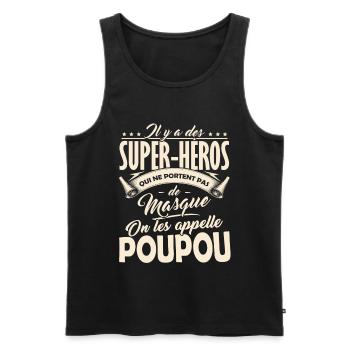 Poupou Super-Héros Cadeau Grand-Père - Débardeur bio Premium Homme - noir - Devant - Michal (187cm)