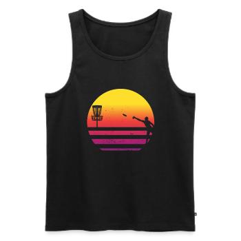 Retro Disc Golf Vintage Disc Golfer Geschenk - Männer Premium Bio Tank Top - Schwarz - Vorne - AI Model Male 178 light (178cm)