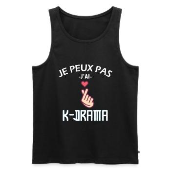 je peux pas j'ai k-drama - Débardeur bio Premium Homme - noir - Devant - AI Model Male 178 light (178cm)