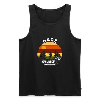 Harz Wandern Wanderung Wanderful Vintage - Männer Premium Bio Tank Top - Schwarz - Vorne - Michal (187cm)
