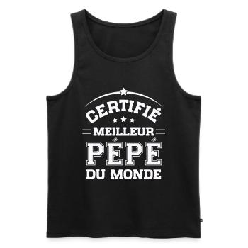 Certifié meilleur Pépé du Monde Cadeau Pépé - Débardeur bio Premium Homme - noir - Devant - Michal (187cm)