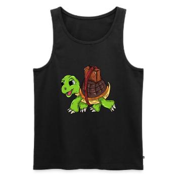 Schildkröte auf Reisen - Männer Premium Bio Tank Top - Schwarz - Vorne - AI Model Male 178 light (178cm)