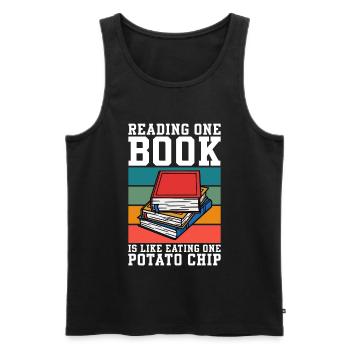 Ein Buch lesen ist wie ein Buch - Männer Premium Bio Tank Top - Schwarz - Vorne - Michal (187cm)