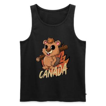 Kanada Biber - Männer Premium Bio Tank Top - Schwarz - Vorne - Michal (187cm)