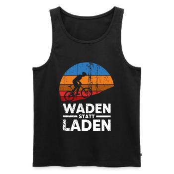 Waden statt Laden Radfahrer Mountainbiker Fahrrad - Männer Premium Bio Tank Top - Schwarz - Vorne - Michal (187cm)