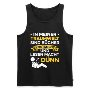In Meiner Traumwelt Sind Bücher Kostenlos Lustig - Männer Premium Bio Tank Top - Schwarz - Vorne - Michal (187cm)