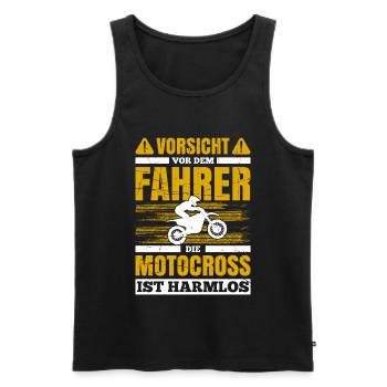 Vorsicht Vor Dem Fahrer Die Motocross Ist Harmlos - Männer Premium Bio Tank Top - Schwarz - Vorne - Michal (187cm)