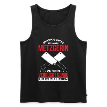 Stark Genug Um Eine Metzgerin Zu Sein Verrückt - Männer Premium Bio Tank Top - Schwarz - Vorne - AI Model Male 178 light (178cm)