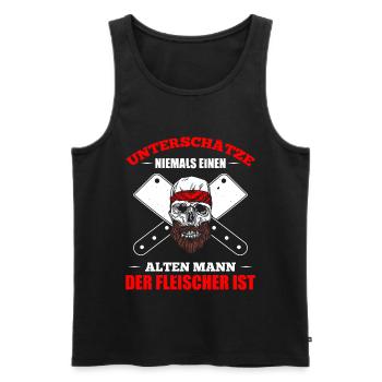 Unterschätze Niemals Alten Mann Der Fleischer Ist - Männer Premium Bio Tank Top - Schwarz - Vorne - AI Model Male 178 light (178cm)