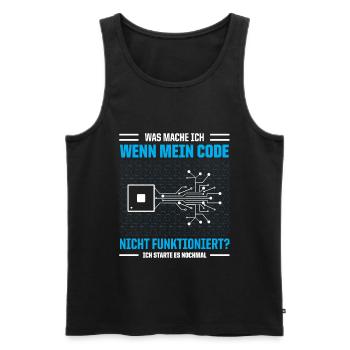 Was Mache Ich Wenn Mein Code Nicht Funktioniert - Männer Premium Bio Tank Top - Schwarz - Vorne - AI Model Male 178 light (178cm)