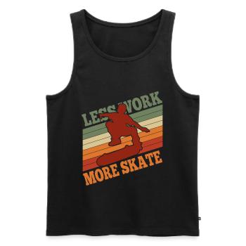 Skater Less Work More Skate - Vintage Skateboarder - Men's Premium Organic Tank Top - black - Front - Michal (187cm)