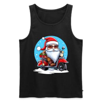 Funny Santa Claus gnome on a motorbike - Men's Premium Organic Tank Top - black - Front - Michal (187cm)
