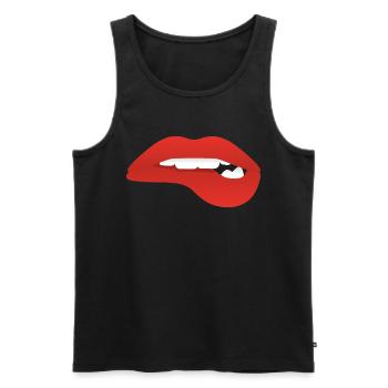 Rote Lippen sagen Küss mich - Männer Premium Bio Tank Top - Schwarz - Vorne - AI Model Male 178 light (178cm)