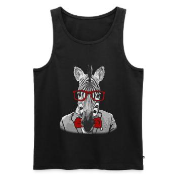 Hipster Zebra - Débardeur bio Premium Homme - noir - Devant - AI Model Male 178 light (178cm)