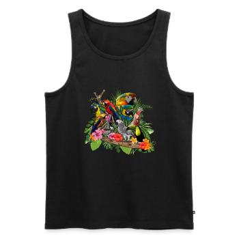 Papagei Graupapagei Tier Sittich - Männer Premium Bio Tank Top - Schwarz - Vorne - AI Model Male 178 light (178cm)