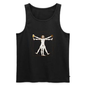 Vitruvienne Homme BlancWurst Bière - Débardeur bio Premium Homme - noir - Devant - AI Model Male 178 light (178cm)