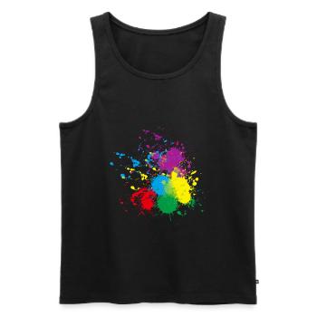 Splash cadeau graffiti peinture colorée paintball - Débardeur bio Premium Homme - noir - Devant - Michal (187cm)