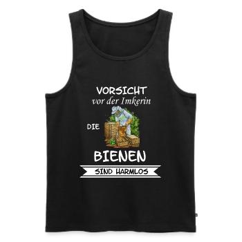 Vorsicht vor der Imkerin - Männer Premium Bio Tank Top - Schwarz - Vorne - Michal (187cm)