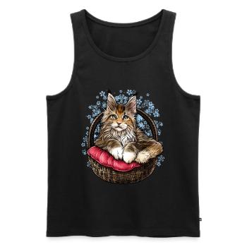 Maine Coon Katze - Männer Premium Bio Tank Top - Schwarz - Vorne - Michal (187cm)