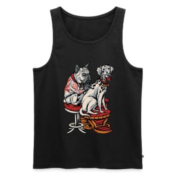 Französische Bulldogge Dalmatiner Tattoo - Männer Premium Bio Tank Top - Schwarz - Vorne - Michal (187cm)