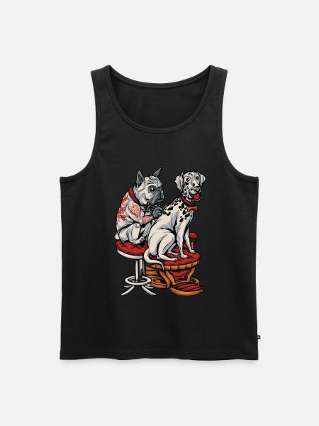 Franse Bulldog Dalmatische Tattoo - Mannen Premium Bio Tanktop - zwart