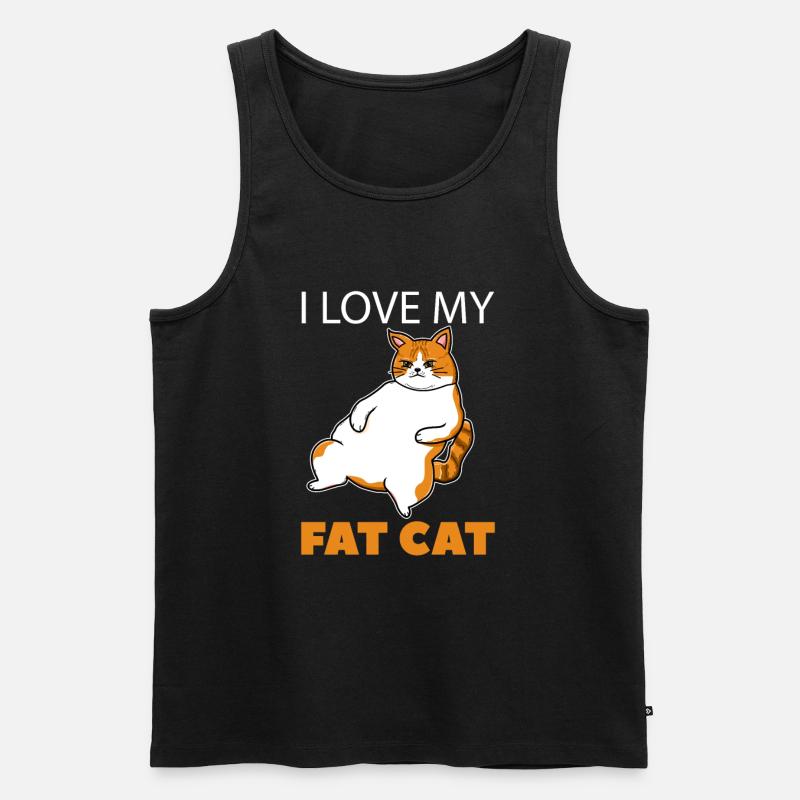 Dicke Katze Katzenliebhaber - Männer Premium Bio Tank Top - Schwarz