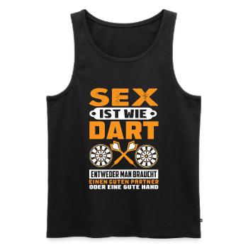 SEX IST WIE DART SPIELEN Darts Dart Outfit Lustig - Männer Premium Bio Tank Top - Schwarz - Vorne - Michal (187cm)