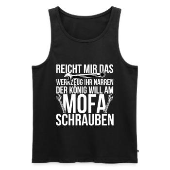 Reicht mir das Werkzeug Lustiger Mofa Spruch - Männer Premium Bio Tank Top - Schwarz - Vorne - Michal (187cm)
