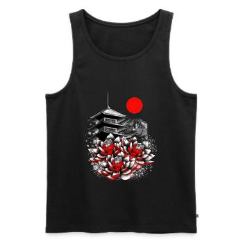 Asiatique geisha japon lotus - Débardeur bio Premium Homme - noir - Devant - AI Model Male 178 light (178cm)