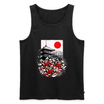 Asiatique geisha japon lotus - Débardeur bio Premium Homme - noir - Devant - AI Model Male 178 light (178cm)
