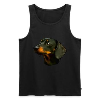 Portrait de chien teckel - Débardeur bio Premium Homme - noir - Devant - Michal (187cm)