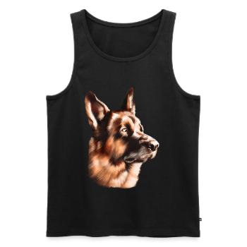 chien de race berger allemand - Débardeur bio Premium Homme - noir - Devant - AI Model Male 178 light (178cm)