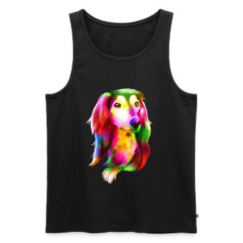 Windhund Portrait - Männer Premium Bio Tank Top - Schwarz - Vorne - AI Model Male 178 light (178cm)