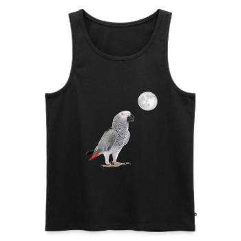 Lune de perroquet gris d'Afrique - Débardeur bio Premium Homme - noir - Devant - AI Model Male 178 light (178cm)
