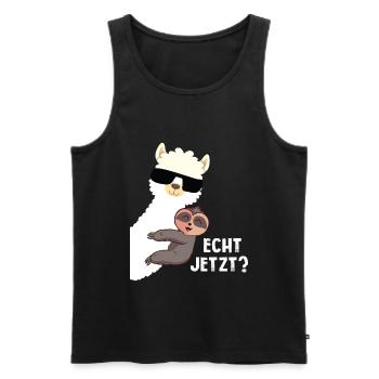 Alpaka Echt Jetzt Motiv - Alpaka Lama Farmer - Männer Premium Bio Tank Top - Schwarz - Vorne - AI Model Male 178 light (178cm)