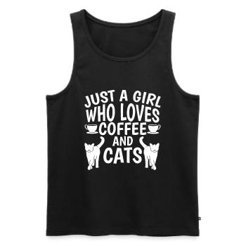 Funny Coffee And Cat Saying Caffeine Lover Barista - Men's Premium Organic Tank Top - black - Front - AI Model Male 178 light (178cm)