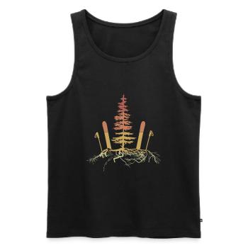 Skier hors piste Skier dans les arbres Vacances de ski - Débardeur bio Premium Homme - noir - Devant - Michal (187cm)