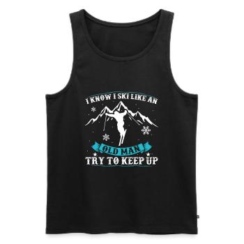 Ski Skier Skiing Skiing Vacation Old Man Keep Up - Men's Premium Organic Tank Top - black - Front - AI Model Male 178 light (178cm)