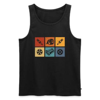 Mechaniker Kfz Autoteile Symbole Mechatroniker - Männer Premium Bio Tank Top - Schwarz - Vorne - AI Model Male 178 light (178cm)