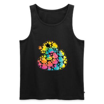 Regenbogen Ente - buntes Entchen - Männer Premium Bio Tank Top - Schwarz - Vorne - AI Model Male 178 light (178cm)