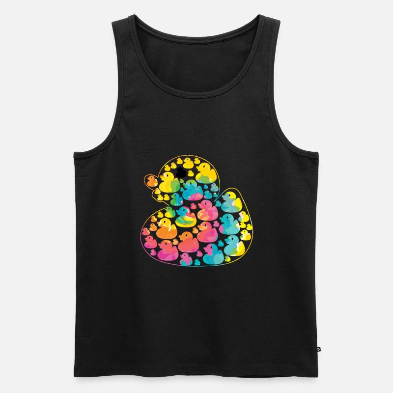 Regenbogen Ente - buntes Entchen - Männer Premium Bio Tank Top - Schwarz