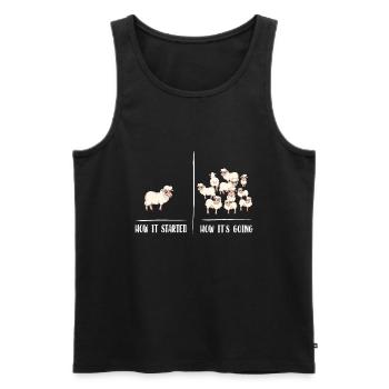 Un mouton beaucoup de moutons - Débardeur bio Premium Homme - noir - Devant - AI Model Male 178 light (178cm)