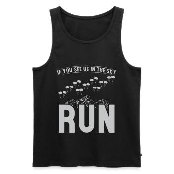 Parachutistes If You See Us In The Sky Run - Débardeur bio Premium Homme - noir - Devant - AI Model Male 178 light (178cm)