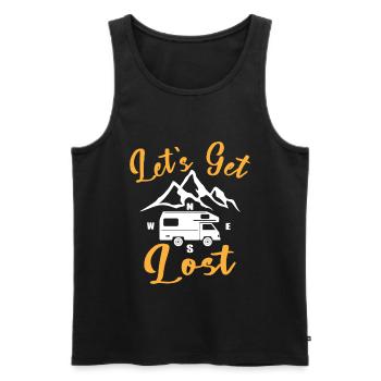 Let’s Get Lost Camper Camping Van Camping-Car - Débardeur bio Premium Homme - noir - Devant - AI Model Male 178 light (178cm)