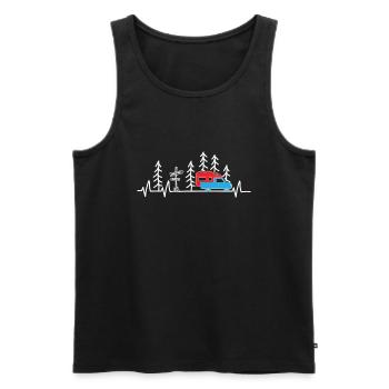 Camping camper settling cabin heartbeat - Men's Premium Organic Tank Top - black - Front - AI Model Male 178 light (178cm)