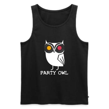 Vinyle Hibou Party Owl Vintage DJ - Débardeur bio Premium Homme - noir - Devant - Michal (187cm)