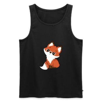 Cute fox with big eyes Fox - Men's Premium Organic Tank Top - black - Front - AI Model Male 178 light (178cm)