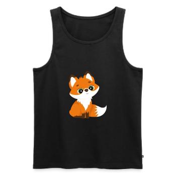 Cute fox with big eyes Fox - Men's Premium Organic Tank Top - black - Front - AI Model Male 178 light (178cm)